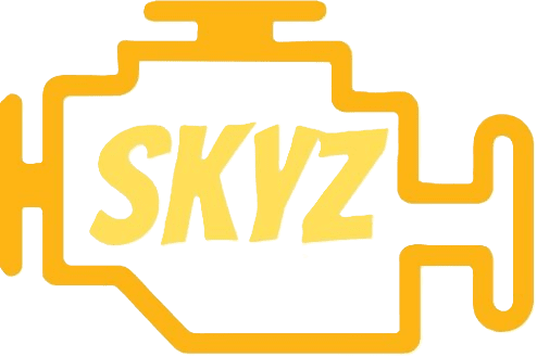 Yellow engine outline with "SKYZ" text inside.