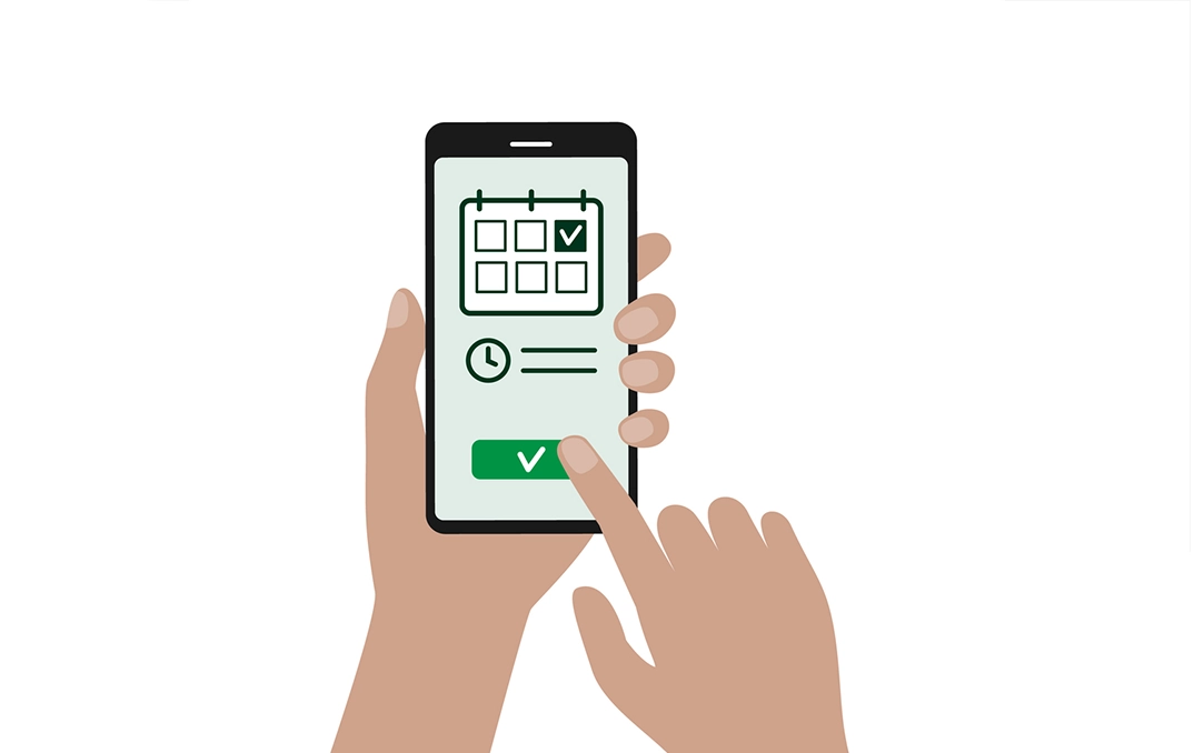 A person is holding their phone and checking the time.
